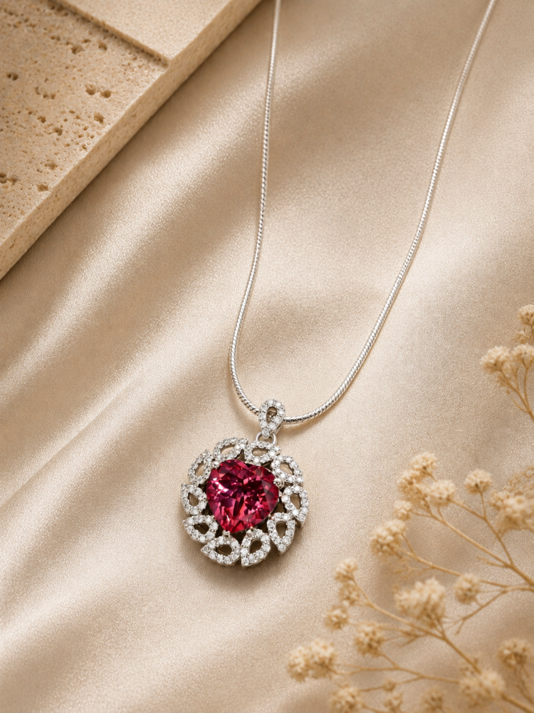 Pink Tourmaline Pendant Necklace