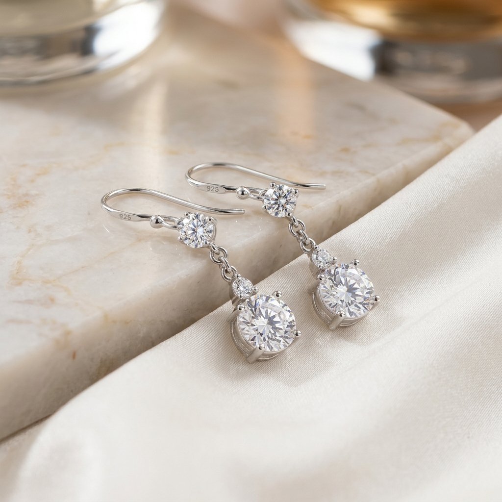 Silver Sparkle Drop Earrings